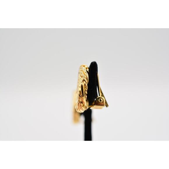 Givenchy Vintage Logo Clip On Earrings 4G Coin Round Gold Signed 80s 1980s BinAI - Picture 10 of 12